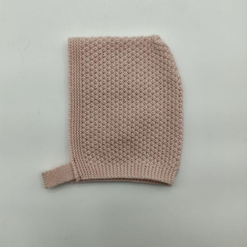 블러쉬 핑크 씨드 스티치 니트 아기 보닛 햇, 리브 턱끈 포함, 도매용