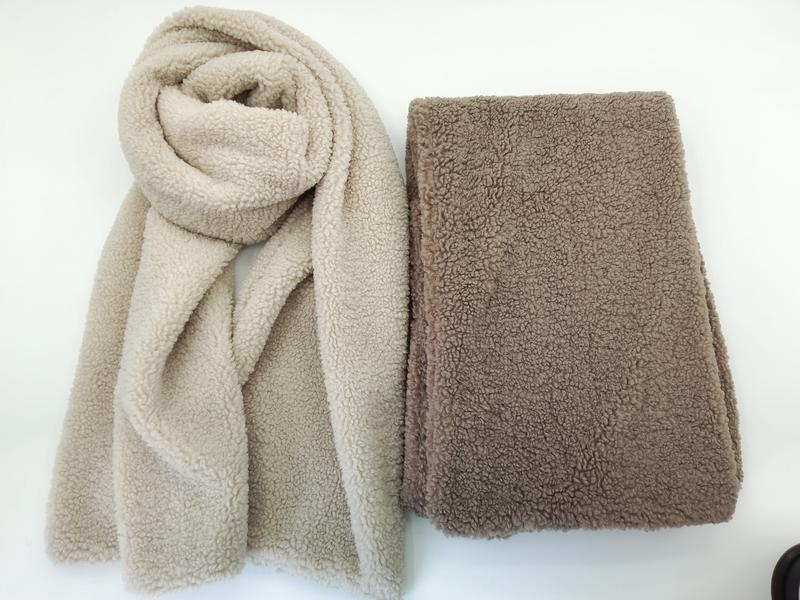 베이지·토프 셰르파 플리스 테디 텍스처 스카프 2팩, 부드러운 소재 - Oeko-Tex & BSCI certified