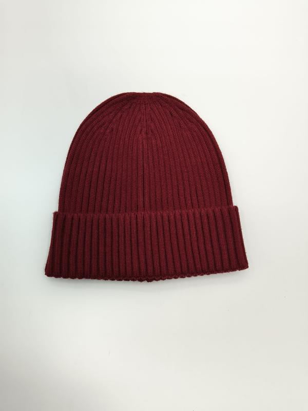 버건디 립 편직 폴디드 커프 비니 모자 정면 이미지 - retail buyer inquiry welcome