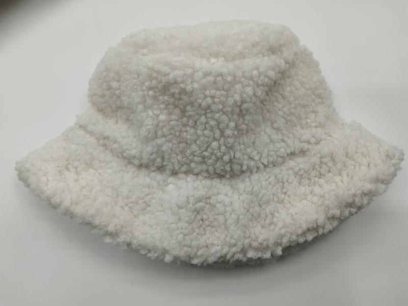 크림 쉐르파 플리스 버킷햇, 부클레 테디 소재, 포근한 겨울 모자 - Oeko-Tex certified supplier