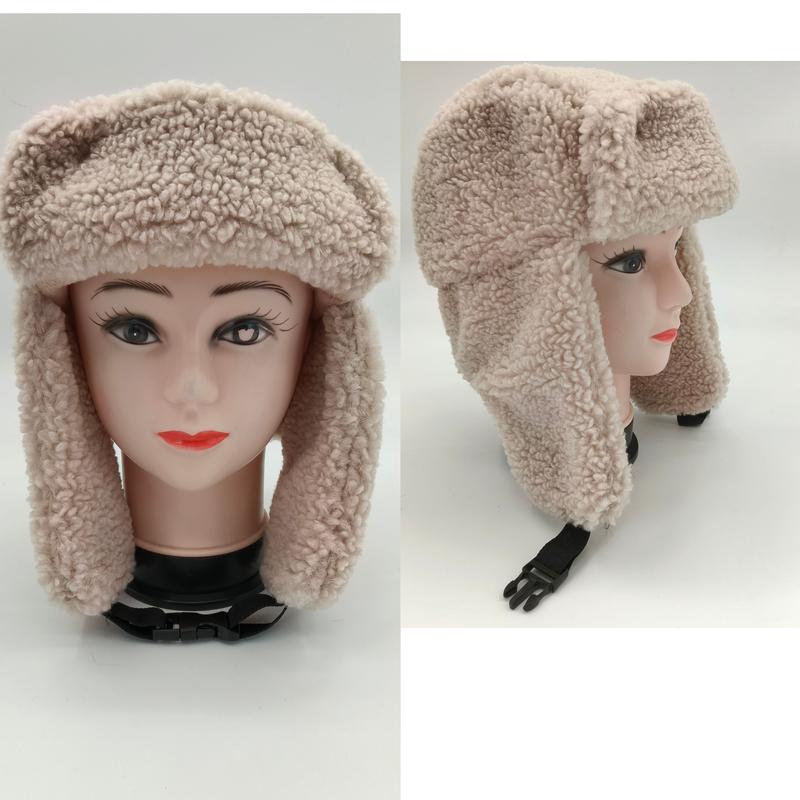 크림색 셰르파 플리스 트래퍼 우샨카 햇 귀덮개 턱끈 포함 - certified scarf manufacturer China