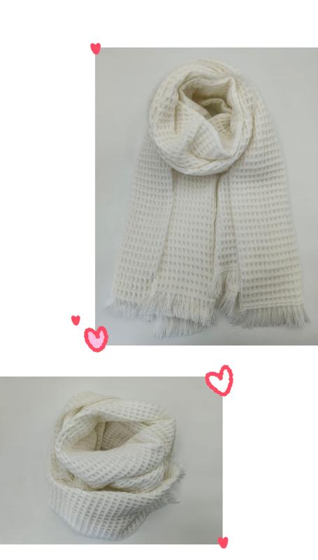 크림 와플 니트 프린지 스카프, 아이보리 겨울 머플러 도매 - MOQ 100pcs factory direct